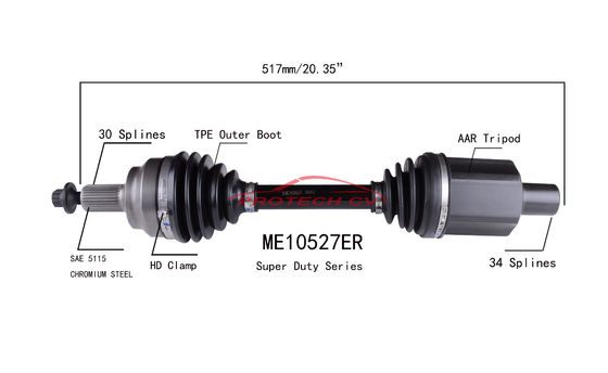 ME10527ER CV Axle Assembly Heavy Duty Clamp TPEE Boot  Cold Forging Grinding Process Technology EXTREME Weather Unit
