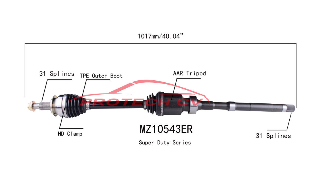 Mazda 2.5L CX 5 CV Drive Shaft Assembly Heavy Duty Clamp TPEE Boot